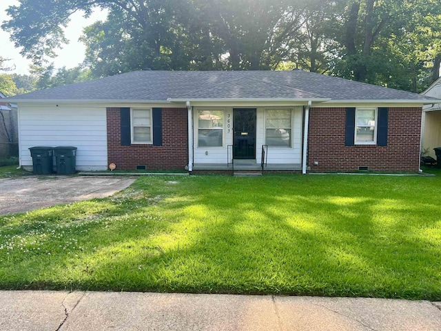3603 Bigelow St, Memphis, TN 38127 - single story home with crawl space, brick siding, and a front yard