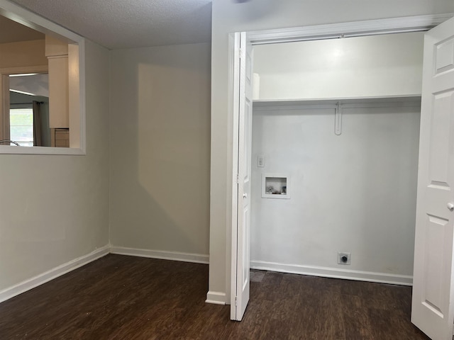 3603 Bigelow St, Memphis, TN 38127 - laundry area with hookup for a washing machine, wood finished floors, hookup for an electric dryer, and a textured ceiling