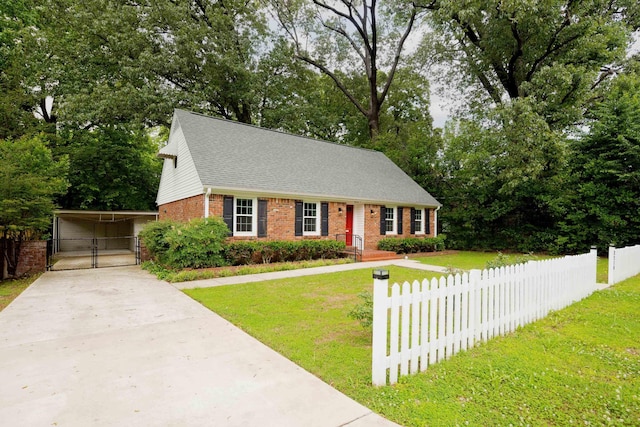 3218 Joffre Ave, Memphis, TN 38111 - cape cod house with brick siding, driveway, a carport, roof with shingles, and view of scattered trees