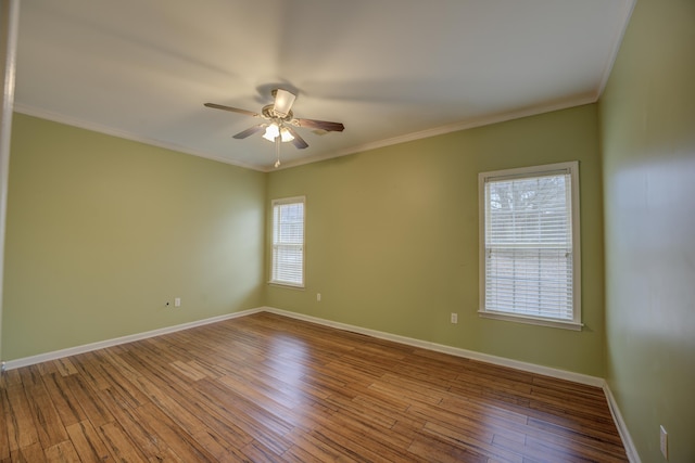 6384 Acree Woods Dr, Olive Branch, MS 38654 - unfurnished room with ornamental molding, hardwood / wood-style floors, and ceiling fan