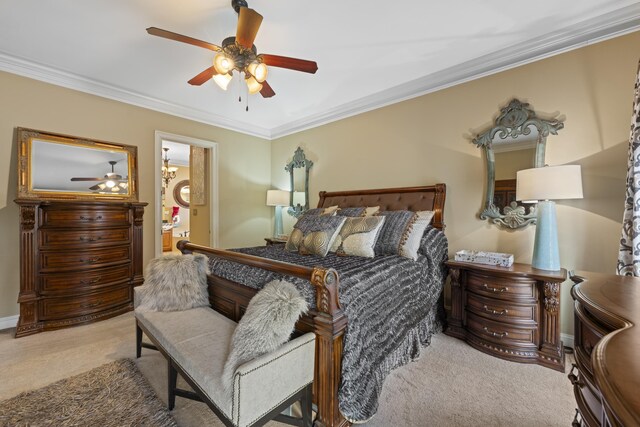 11095 Latting Rd, Eads, TN 38028 - bedroom featuring carpet flooring, ornamental molding, a ceiling fan, and connected bathroom