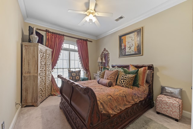 11095 Latting Rd, Eads, TN 38028 - bedroom featuring light carpet, ornamental molding, and a ceiling fan