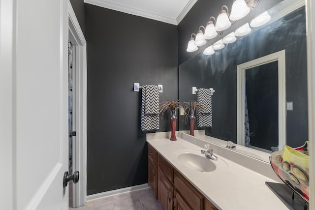 11095 Latting Rd, Eads, TN 38028 - bathroom with vanity, ornamental molding, and tile patterned floors