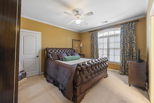 11095 Latting Rd, Eads, TN 38028 - bedroom featuring light colored carpet, ornamental molding, and a ceiling fan
