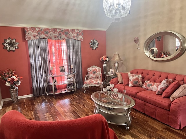 5094 Foggy River Ln, Bartlett, TN 38135 - living area featuring crown molding, a chandelier, and hardwood / wood-style flooring