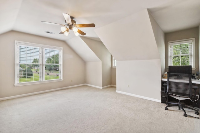 1231 Pinnacle Point Dr, Collierville, TN 38017 - unfurnished office featuring carpet floors, healthy amount of natural light, vaulted ceiling, and a ceiling fan