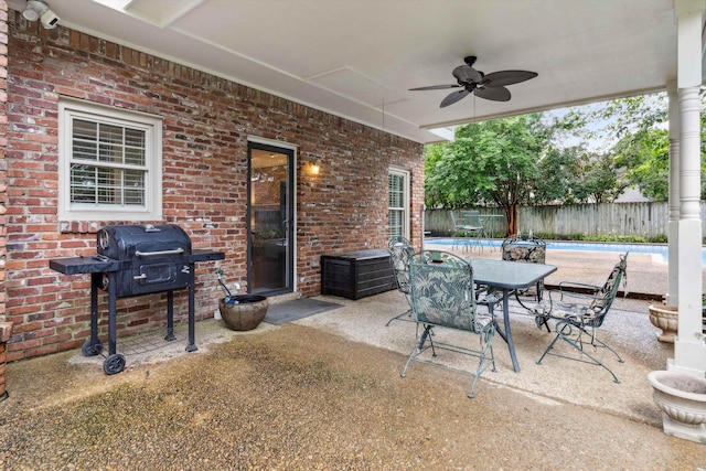 1231 Pinnacle Point Dr, Collierville, TN 38017 - view of patio with a ceiling fan, grilling area, and outdoor dining area
