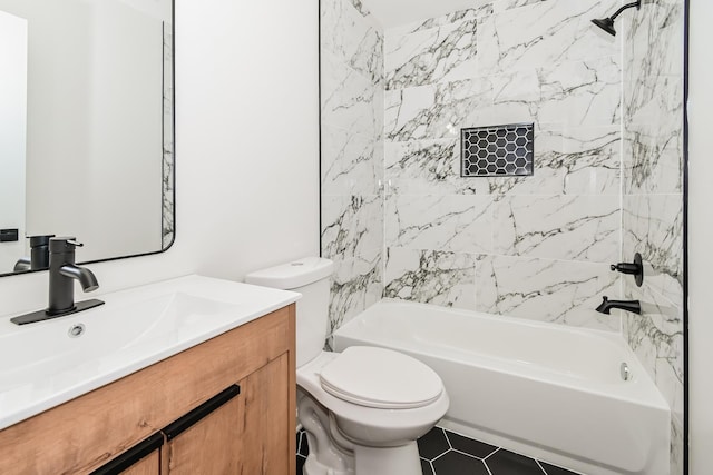 4130 Cottonwood Rd, Memphis, TN 38118 - bathroom with vanity, shower / tub combination, and tile patterned flooring