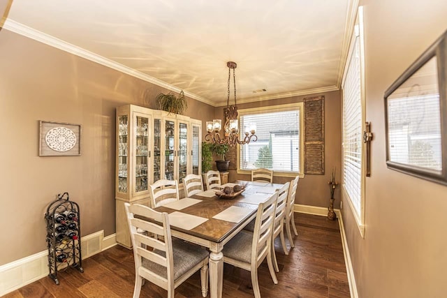 190 Links View Dr, Oakland, TN 38060 - dining space featuring a chandelier, dark wood-type flooring, and crown molding