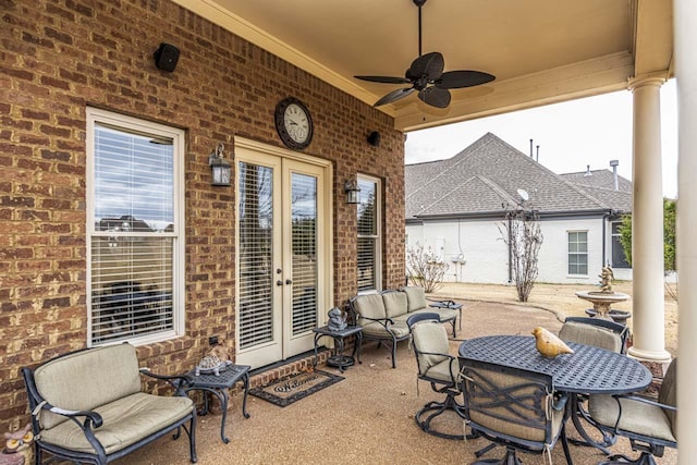 190 Links View Dr, Oakland, TN 38060 - view of patio / terrace with french doors and a ceiling fan
