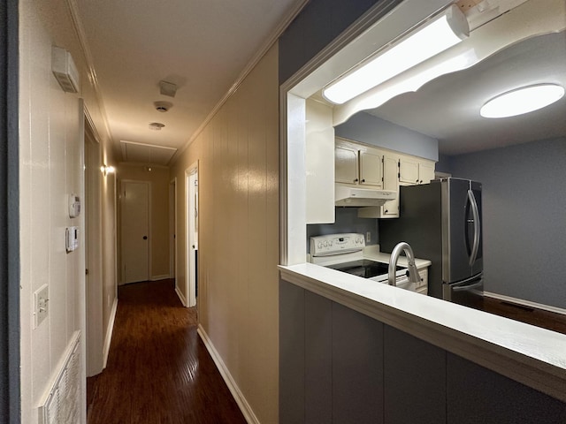 1790 Country Club Rd, Somerville, TN 38068 - hallway with attic access, dark wood-style flooring, and crown molding