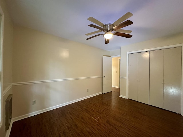 1790 Country Club Rd, Somerville, TN 38068 - unfurnished bedroom with wood finished floors, a closet, and ceiling fan