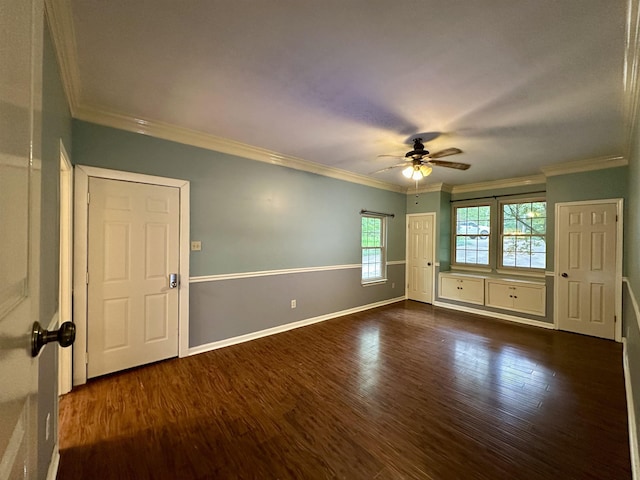 1790 Country Club Rd, Somerville, TN 38068 - empty room featuring a ceiling fan, wood finished floors, and ornamental molding