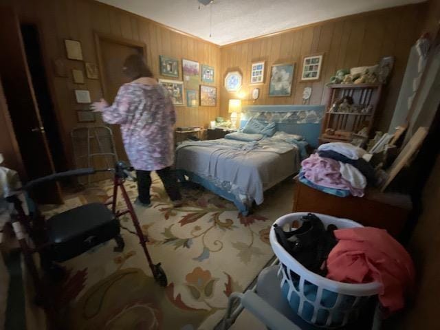4643 E Renshaw Dr, Memphis, TN 38122 - bedroom featuring wooden walls and carpet