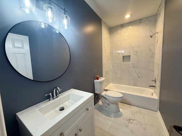 32 Foxchase Dr, Mason, TN 38049 - full bathroom featuring marble finish floors, vanity, and washtub / shower combination