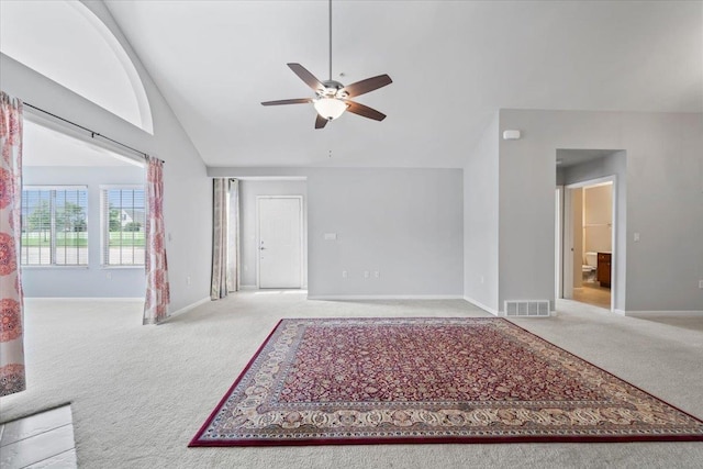 8897 Parkview Oaks Cir, Olive Branch, MS 38654 - carpeted spare room featuring ceiling fan and high vaulted ceiling