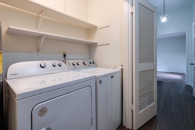 5662 Chapman Ave, Memphis, TN 38119 - washroom featuring separate washer and dryer and dark wood-style floors