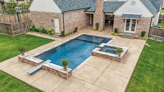 2486 E Allelon Rd E, Germantown, TN 38138 - view of pool with french doors, a patio area, and a pool with connected hot tub