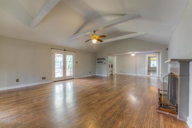 1692 Carruthers Pl, Memphis, TN 38112 - unfurnished living room featuring ceiling fan, wood finished floors, and a fireplace with raised hearth