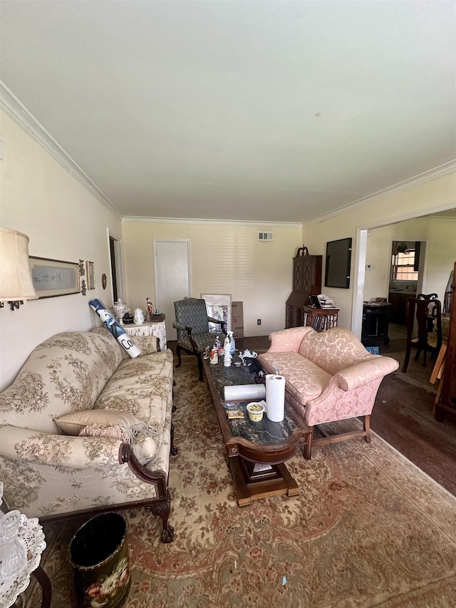 1407 Worthington St, Memphis, TN 38114 - living area with crown molding and wood finished floors