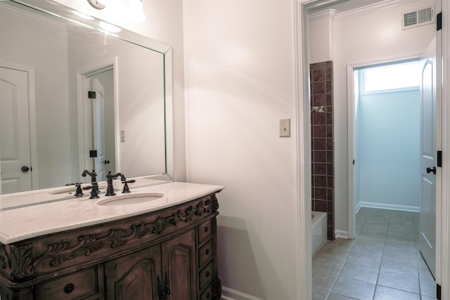 3485 E Taplow Way E, Collierville, TN 38017 - full bath with vanity, tile patterned floors, and shower / tub combination