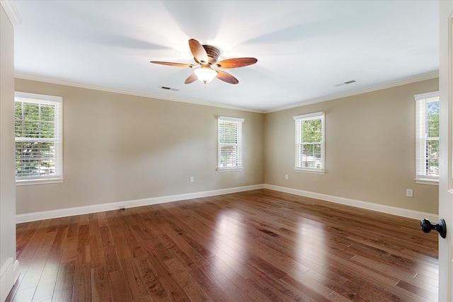 7802 Foster Ridge Dr, Germantown, TN 38138 - spare room with hardwood / wood-style floors, ceiling fan, healthy amount of natural light, and crown molding