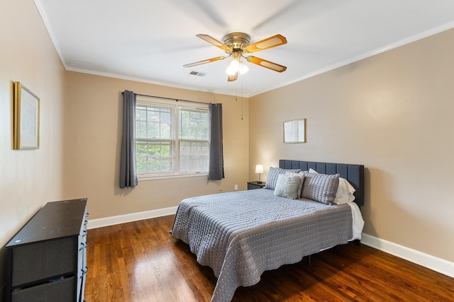 3541 Aurora Cir, Memphis, TN 38111 - bedroom featuring wood finished floors, crown molding, and ceiling fan