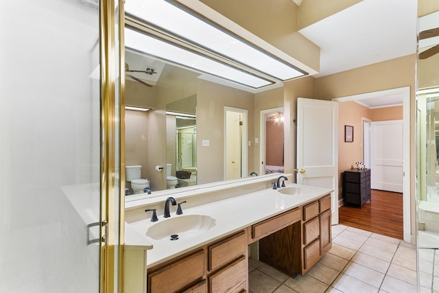 3541 Aurora Cir, Memphis, TN 38111 - bathroom with tile patterned floors, a shower stall, and double vanity