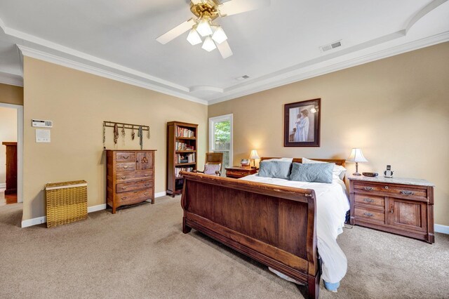 2671 Maple Grove Cv S, Germantown, TN 38139 - bedroom featuring crown molding, light carpet, and ceiling fan