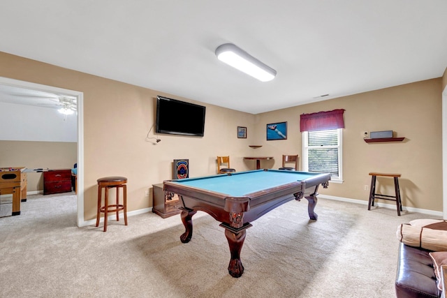 2671 Maple Grove Cv S, Germantown, TN 38139 - rec room featuring billiards table, carpet floors, and a ceiling fan