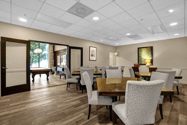 200 Wagner Pl Unit 804, Memphis, TN 38103 - dining room with wood finished floors, pool table, and a drop ceiling