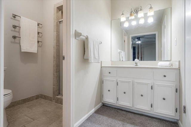 3333 Sycamore View Rd, Bartlett, TN 38134 - full bath with a tile shower, vanity, and a ceiling fan
