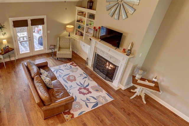 280 Cotton Trail Dr, Rossville, TN 38066 - living room featuring a premium fireplace, wood finished floors, and french doors