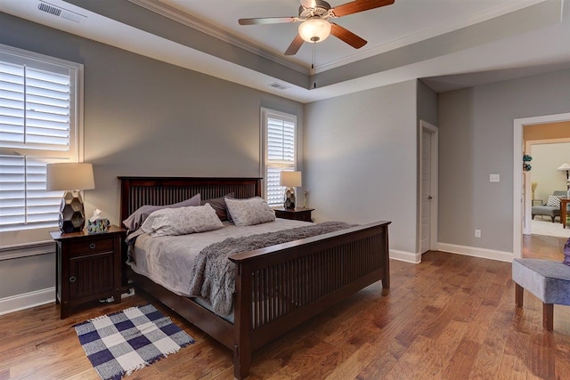 280 Cotton Trail Dr, Rossville, TN 38066 - bedroom featuring wood finished floors, ornamental molding, a raised ceiling, and ceiling fan