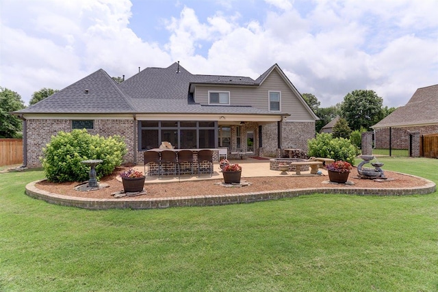 280 Cotton Trail Dr, Rossville, TN 38066 - back of house with a patio, brick siding, and roof with shingles