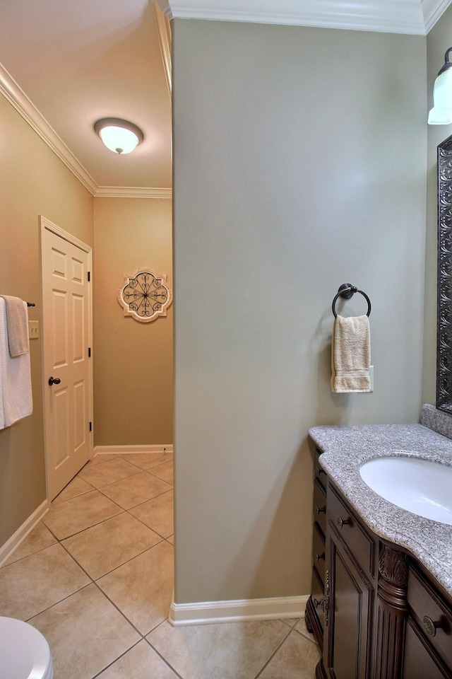 774 Wellington Way Cv, Collierville, TN 38017 - bathroom featuring crown molding, vanity, and tile patterned floors