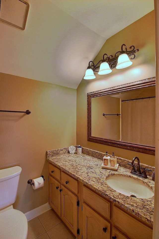 774 Wellington Way Cv, Collierville, TN 38017 - full bath featuring vanity, tile patterned floors, and vaulted ceiling