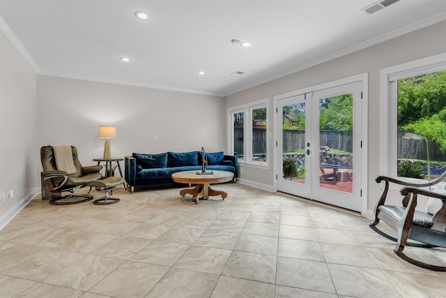 2004 Kirby Rd, Memphis, TN 38119 - living area with plenty of natural light, crown molding, recessed lighting, and french doors