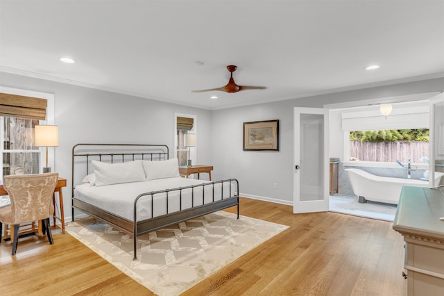 2004 Kirby Rd, Memphis, TN 38119 - bedroom with ornamental molding, light wood-style floors, recessed lighting, and ceiling fan