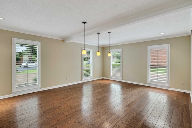 460 Jason Dr, Memphis, TN 38120 - empty room featuring crown molding, a textured ceiling, dark wood-style floors, and recessed lighting