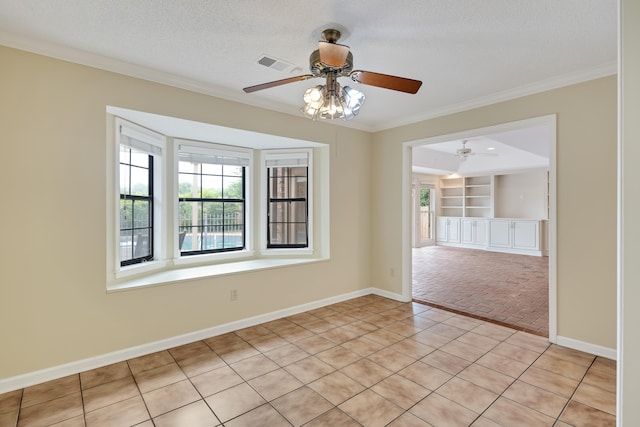 460 Jason Dr, Memphis, TN 38120 - unfurnished room featuring ceiling fan, ornamental molding, and a textured ceiling