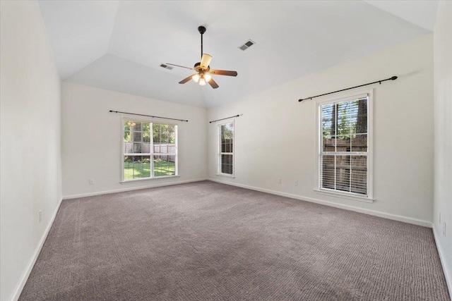 3760 Broadway Rd, Bartlett, TN 38135 - carpeted spare room featuring vaulted ceiling, plenty of natural light, and ceiling fan