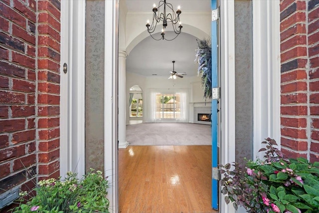 3760 Broadway Rd, Bartlett, TN 38135 - property entrance featuring brick siding and a ceiling fan