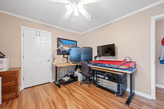 3964 Tonya Marie Ln, Bartlett, TN 38135 - home office with wood finished floors, crown molding, and a ceiling fan