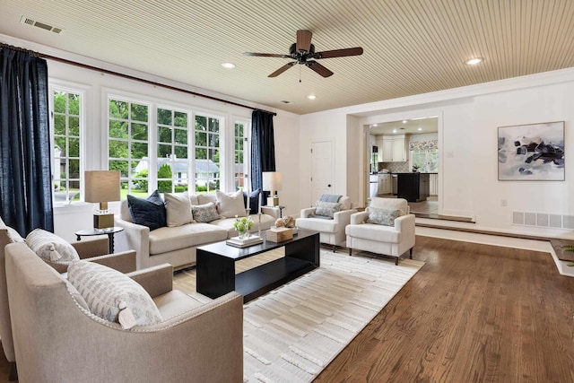 3846 Mimosa Ave, Memphis, TN 38111 - living area with a ceiling fan, wood finished floors, and recessed lighting