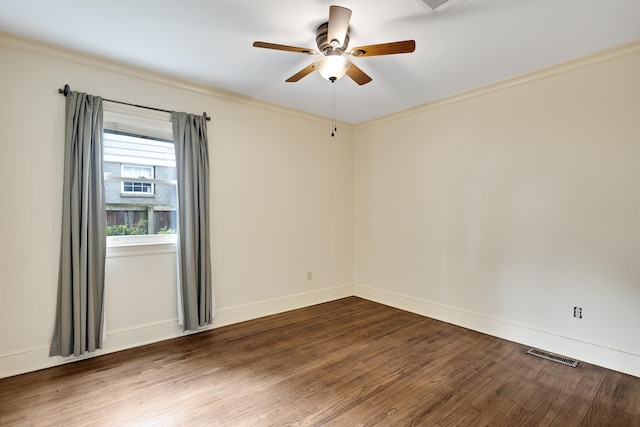 3846 Mimosa Ave, Memphis, TN 38111 - empty room with a ceiling fan, wood finished floors, and crown molding