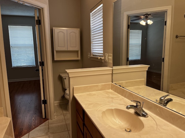 1182 Collierville-Arlington Rd, Collierville, TN 38017 - bathroom featuring vanity, ceiling fan, and tile patterned floors