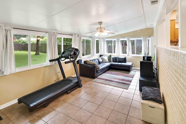 4152 Barfield Rd, Memphis, TN 38117 - workout area featuring light tile patterned flooring and ceiling fan
