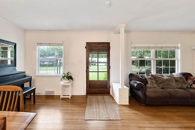 4152 Barfield Rd, Memphis, TN 38117 - entryway with crown molding and wood finished floors