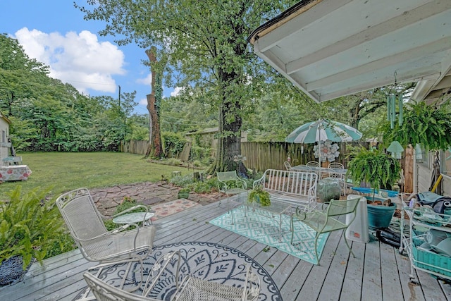 560 S Greer St, Memphis, TN 38111 - wooden terrace with a fenced backyard and outdoor dining area